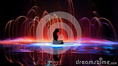 Abstract Neon Light Painting Stock Photo