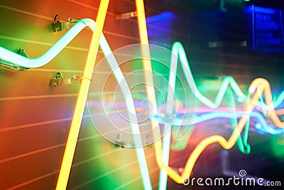 Abstract neon tube light symbol of financial chart Stock Photo