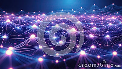 Abstract Network of Connected Data Points for Future Technology Stock Photo