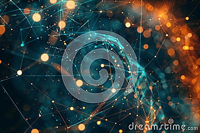Abstract network is connecting dots with lines and forming futuristic sphere Stock Photo
