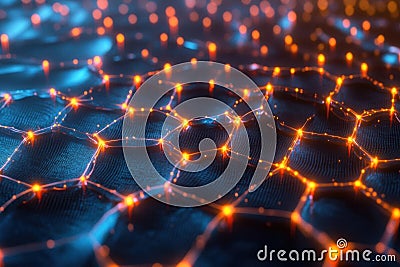 Abstract Network, Glowing Nodes Connect Dynamically in a Futuristic Design Stock Photo