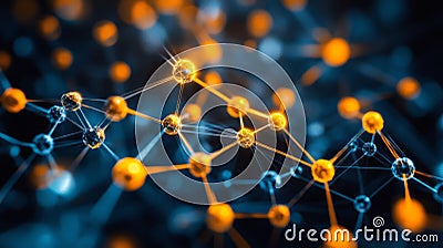 Abstract Network Nodes Connected In A Complex System Stock Photo