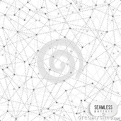 Abstract network seamless background. Triangle geometric pattern, grey color. Vector Illustration