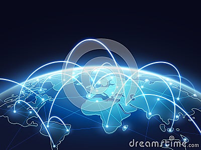 Abstract network vector concept with world globe. Internet and global connection background Vector Illustration