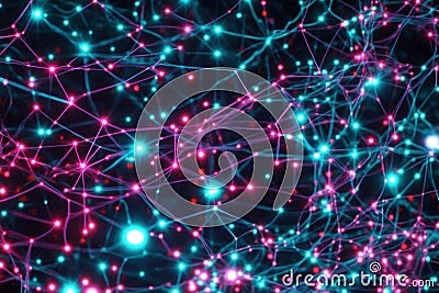 Abstract Neural Network Visualization with Glowing Nodes and Connections Stock Photo