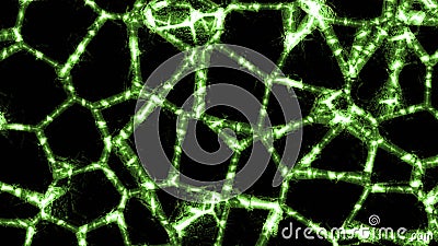Abstract neural networks in motion. Design. Abstract biological neural networks on black background. Networks of cells Stock Photo