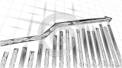 Abstract neutral business statistics chart growing graphs. Blue light glowing flat design. Finance economy diagram Vector Illustration