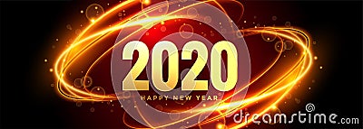 Abstract 2020 new year banner with light trails Vector Illustration