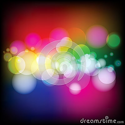 Abstract Night Light Bokeh Background, Blurred Lights on dark ba Vector Illustration