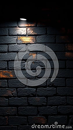 Abstract night lighting casts a captivating glow on a dark brick wall Stock Photo