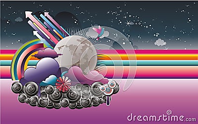 Abstract night sky illustration vector Vector Illustration