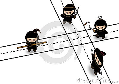 Abstract ninjas fighting Stock Photo