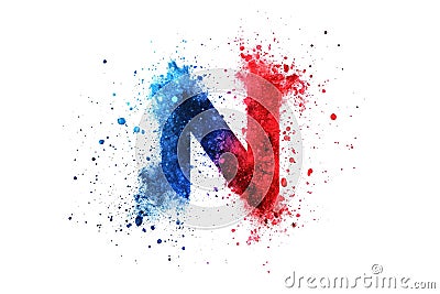 Abstract Nitrogen Dioxide (NO2) Molecular Structure: Red and Blue Particle Design. Perfect for science, technology, and Stock Photo