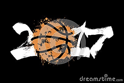 Abstract number 2017 and basketball Vector Illustration