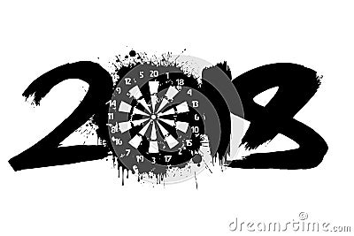 Abstract number 2018 and darts board Vector Illustration