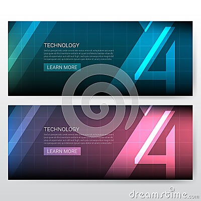 Abstract number 4 Technology banner template for website cover Vector Illustration