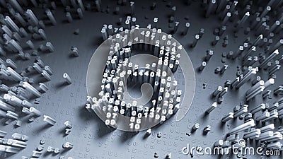 Abstract numbers Random motion in the form of coins bitcoin Stock Photo