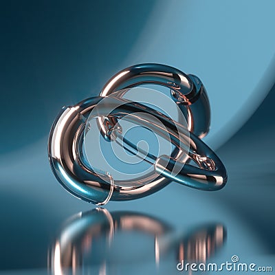 The abstract object from the copper wire forming primitive figures. 3d rendering Stock Photo
