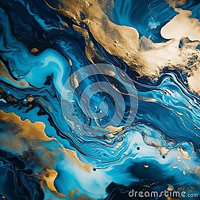 Abstract ocean blue marble. Blue marble texture design, contemporary fluid art painting, Very beautiful blue paint with the Cartoon Illustration