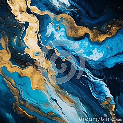 Abstract ocean blue marble. Blue marble texture design, contemporary fluid art painting, Very beautiful blue paint with the Cartoon Illustration