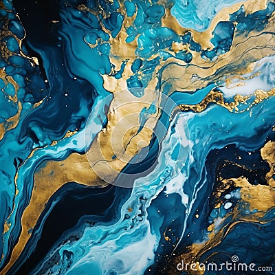 Abstract ocean blue marble. Blue marble texture design, contemporary fluid art painting, Very beautiful blue paint with the Cartoon Illustration