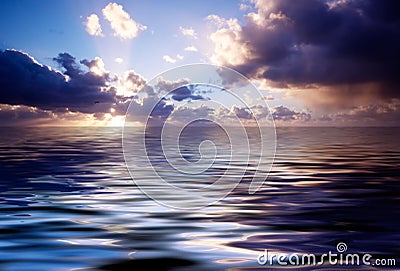 Abstract ocean and sunset Stock Photo