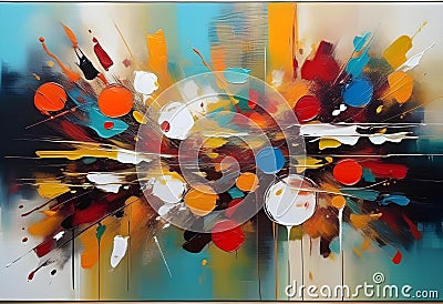 Abstract oil painting. Art painting, wall art, modern artwork, paint blobs, paint strokes, knife painting Stock Photo