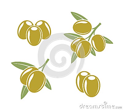 Abstract olives with leaves and marinated olives Vector Illustration