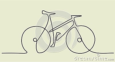Abstract one line drawing with bike Vector Illustration