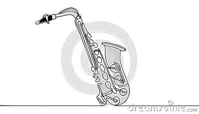 One line drawing and continue for colorful saxophone sketch, Generative AI Stock Photo