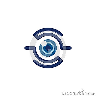 Abstract One Monocular Eye Sharing Platform Logo Template Vector Illustration