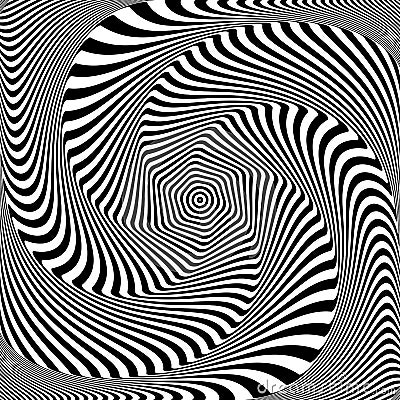 Abstract op art design. Illusion of whirlpool movement. Vector Illustration