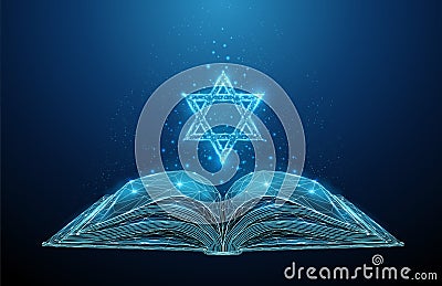 Abstract open Torah book with star of David Vector Illustration