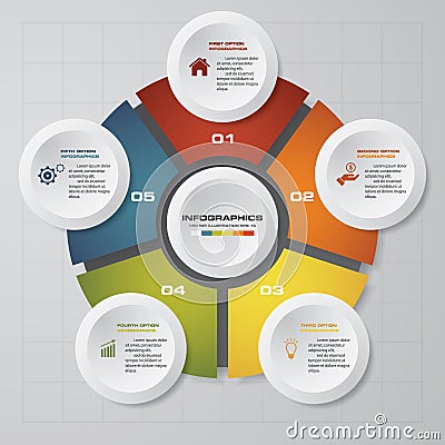 Abstract 5 options infographics template. Simple&Editable abstract design element. EPS 10. Vector Illustration