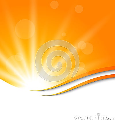 Abstract orange background with sun light rays Vector Illustration