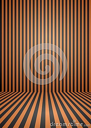 Abstract orange and black color vintage striped room, background for halloween theme. Vector Illustration