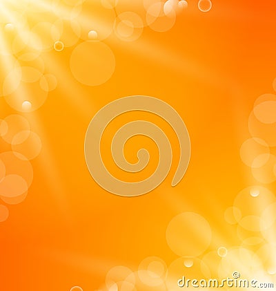 Abstract orange bright background with sun light rays Vector Illustration