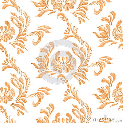 Abstract orange floral seamless pattern Vector Illustration