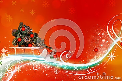 Abstract orange red Christmas - highly detailed, richly ornamented illustration Cartoon Illustration