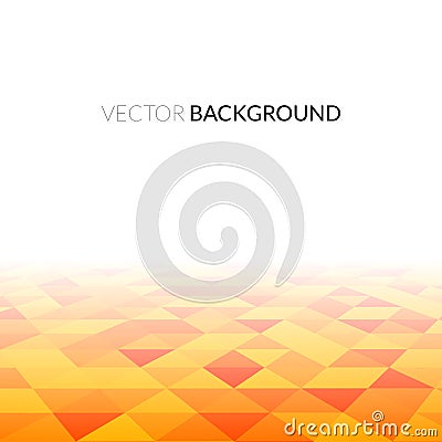 Abstract orange triangle field, perspetive pattern in fog Vector Illustration