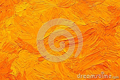 Abstract orange-yellow oil tempera painting background Stock Photo