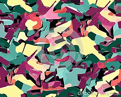 Colorful camouflage safari pattern. Illustration for fabrics, postcards, greeting cards, invitations, banners. Vector Illustration