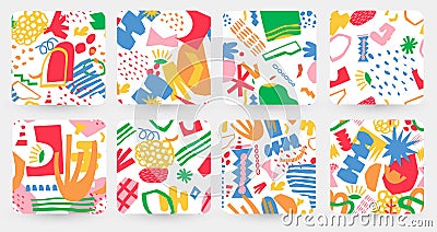 Abstract organic pattern. Seamless print of messy minimalistic blob brush forms and figures, chaotic nature and Vector Illustration