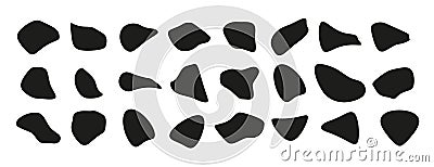 Abstract organic shapes. Organic black random shaped blobs. Simple liquid amorphous splodge vector collection. Stock Photo