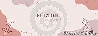 Abstract organic vector banner template for social media. Floral minimal long background with copy space for text Vector Illustration