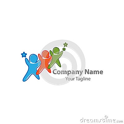 Abstract organization logo concept with human element. Group or comunity design template. Vector illustration Vector Illustration