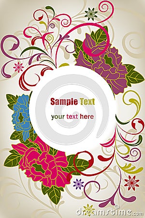 Abstract oriental floral card Vector Illustration