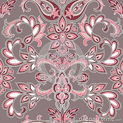 Abstract oriental floral seamless pattern. Flower geometric ornamental background. Flourish baroque tiled ornament with flowers. Stock Photo