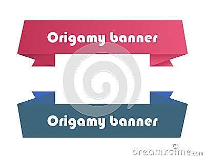 Abstract origami banners set with text space. Web Stickers, Tags, Banners and Labels Vector Illustration