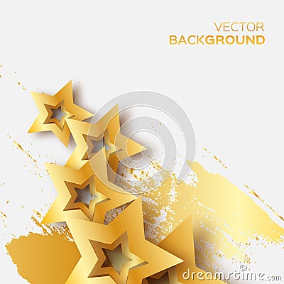 Abstract Origami Gold Stars on white vector background Vector Illustration